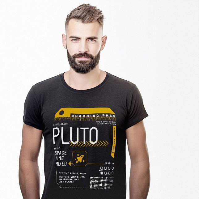 Camiseta Plutón Planeta Tiempo de Viaje (Pluto Planet Time Travel Boarding Pass T-Shirt)