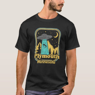 Camiseta Plymouth Minnesota Ufo Alien Hunter 80 Retro Stat