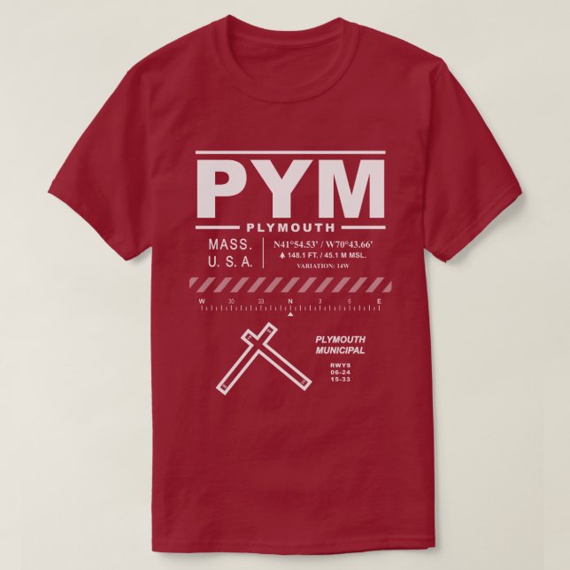 Camiseta Plymouth Municipal Airport PYM (Diseño del anverso)