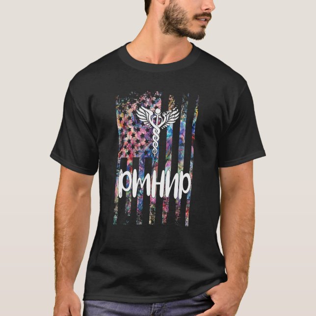 Camiseta Pmhnp Us Flag Psiquiátrico Enfermera de Salud Ment (Anverso)