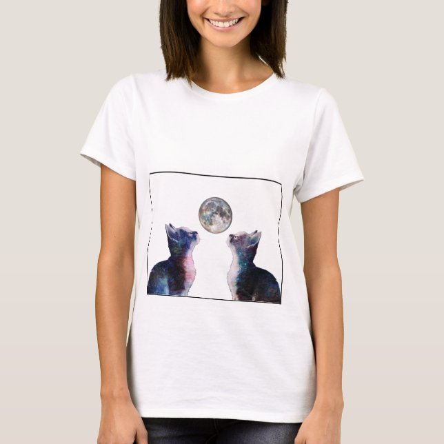Camiseta PN 38 gatos miran a la luna (Anverso)