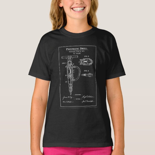 Camiseta Pneumatic Drill Blueprint Patent (Anverso)