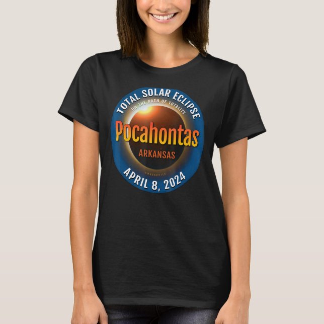 Camiseta Pocahontas Arkansas AR Eclipse solar total 2024 3 (Anverso)