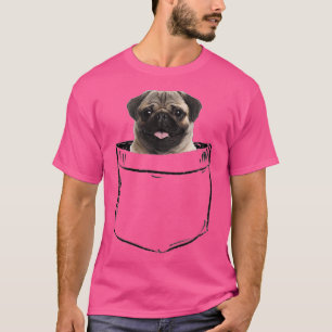 Camiseta Pocket Baby Pug Dog Lover Dad Mom Boy Chica Funny