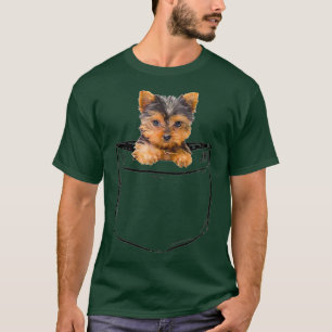 Camiseta Pocket Baby Yorkie Dog Lover Dad Mom Boy Chica