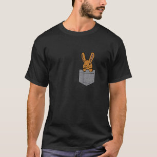 Camiseta Pocket Bunny Rabbit Cute Happy Easter Day Men Wome