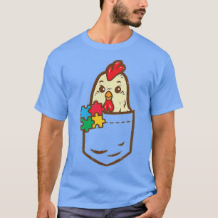 Camiseta Pocket Chicken Puzzle Autism Awareness Farm Men Wo