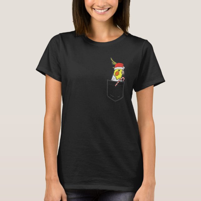 Camiseta Pocket Cockatiel Dog Christmas Xmas Bird Pet Men W (Anverso)
