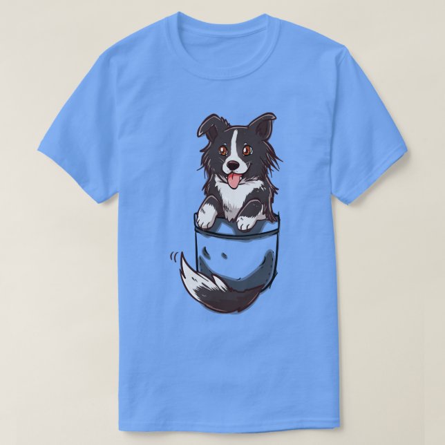 Camiseta Pocket Cute Border Collie Dog  (Diseño del anverso)