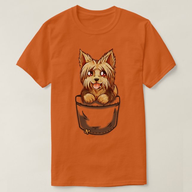 Camiseta Pocket Cute Yorkshire Terrier Puppy (Diseño del anverso)