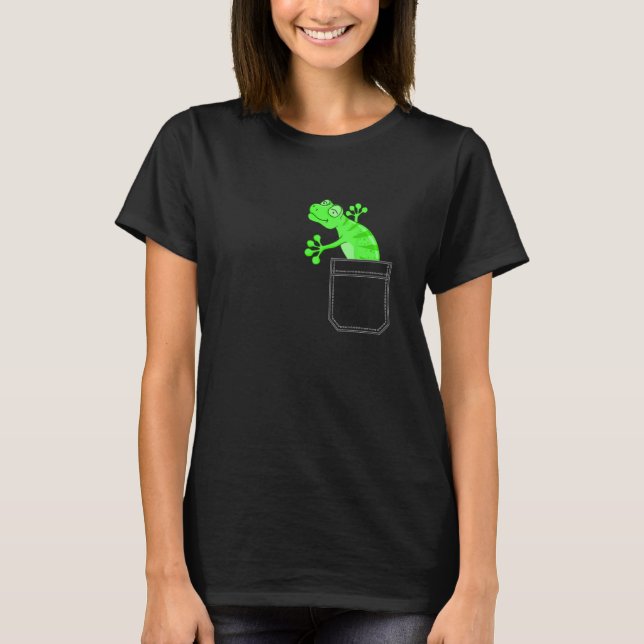 Camiseta Pocket Gecko Buscando Cute Gecko (Anverso)