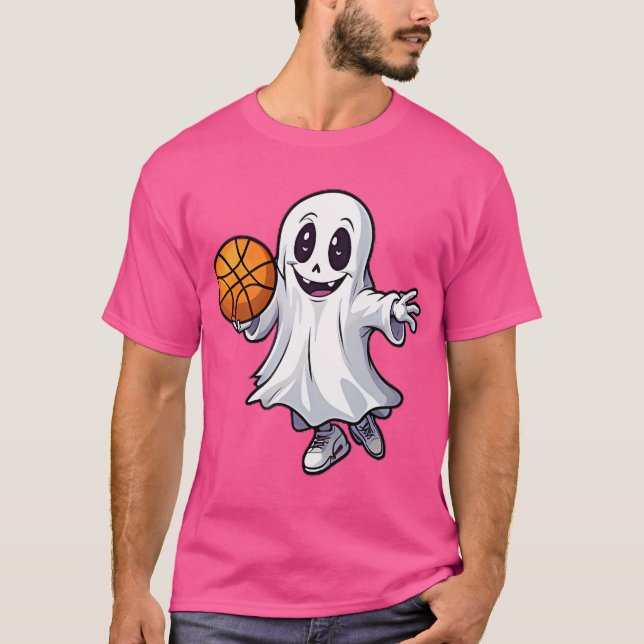 Camiseta Pocket Ghost Basketball Halloween Spooky (Anverso)