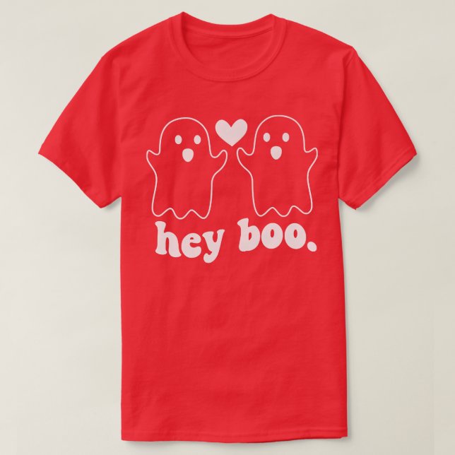 Camiseta Pocket Hey Boo Ghost Couple Spooky Season Funny Ha (Diseño del anverso)