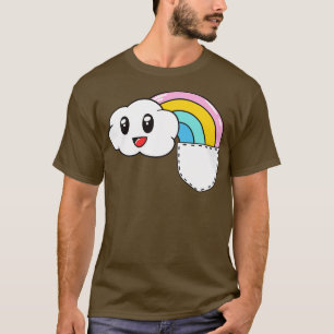 Camiseta Pocket Rainbow Kawaii Cloud Cute Funny