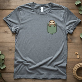 Camiseta Pocket Sloth — Cute Pocket TDesign, Minimal Sloth