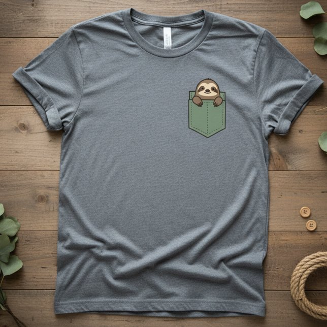 Camiseta Pocket Sloth — Cute Pocket TDesign, Minimal Sloth (Subido por el creador)