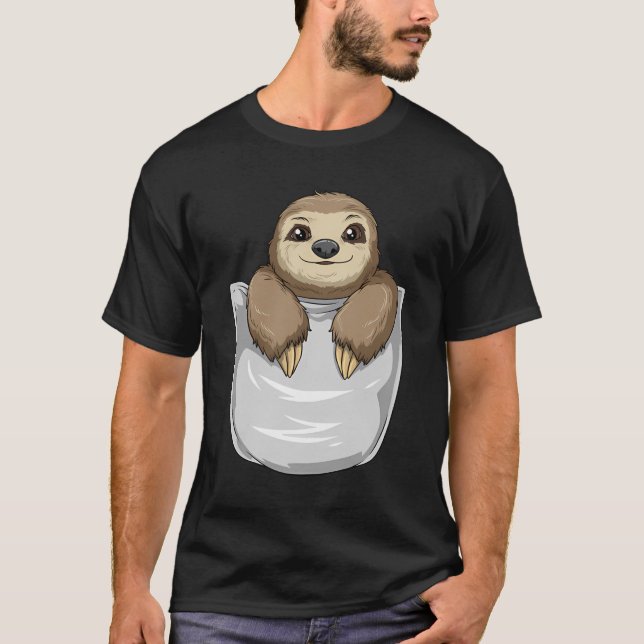 Camiseta Pocket Sloth Peeking Out Funny Sloth (Anverso)