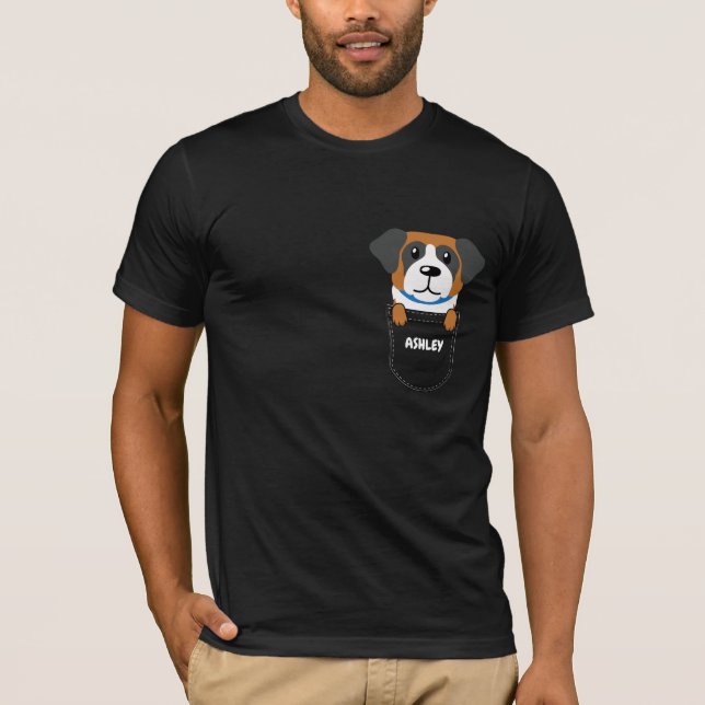 Camiseta Pocket St. Bernard perro adorable (Anverso)