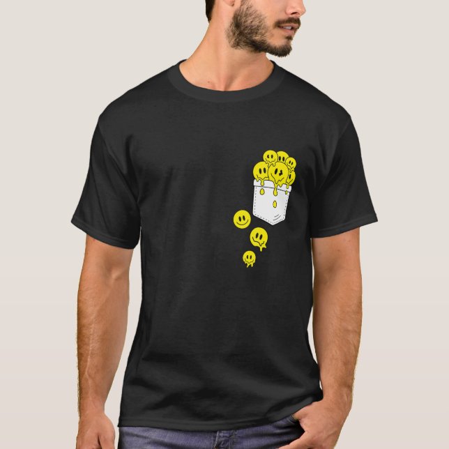 Camiseta Pocket Yellow Smile Rodea El Gráfico De La Felicid (Anverso)