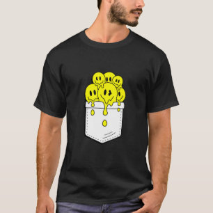 Camiseta Pocket Yellow Smile Rodea El Gráfico De La Felicid