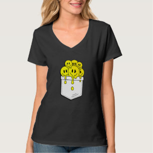 Camiseta Pocket Yellow Smile Rodea El Gráfico De La Felicid