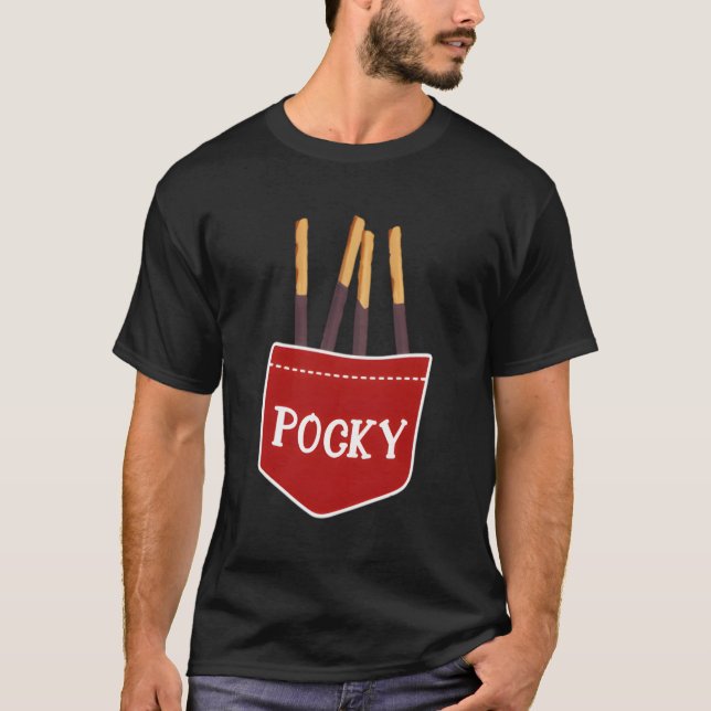 Camiseta Pocky Pocket japonés de postre de comida dulce reg (Anverso)