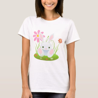 Camiseta Poco conejito azul con las flores