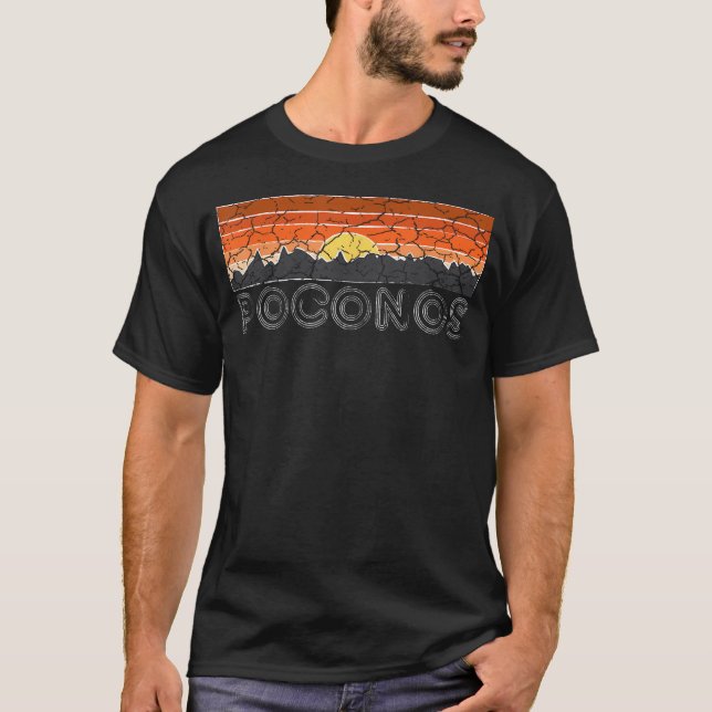 Camiseta Poconos Pa Retro Distressed Montaña (Anverso)