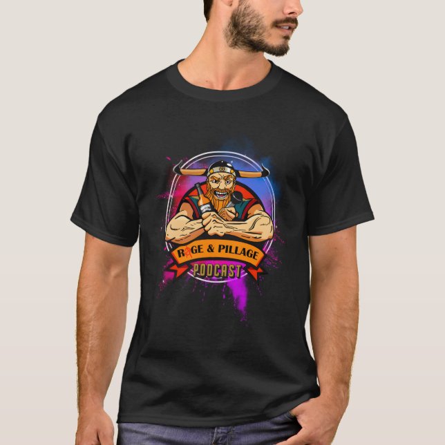 Camiseta Podcast de rabia y saqueo de varios colores (Anverso)