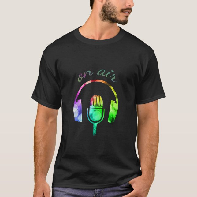 Camiseta Podcast de radio por micrófono al aire (Anverso)