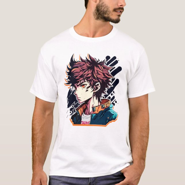 Camiseta Poder Anime: Diseño de personajes de manga jóvenes (Anverso)
