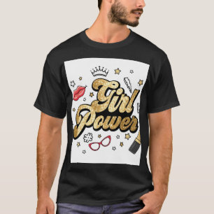 Camiseta Poder chica: Purpurina feminista vintage.