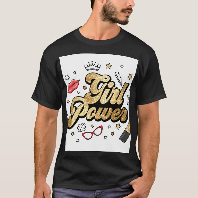 Camiseta Poder chica: Purpurina feminista vintage. (Anverso)