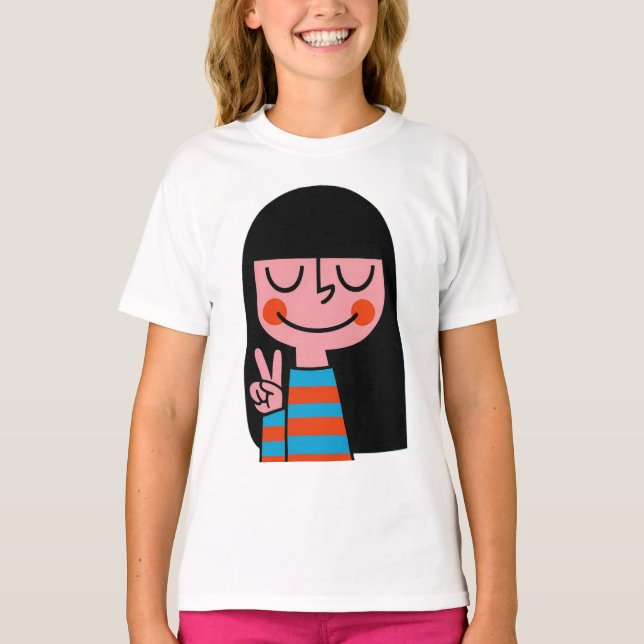 Camiseta Poder Chica sonriente - Arte de personajes para ni (Anverso)