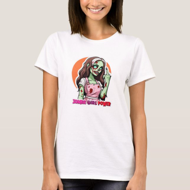 Camiseta poder de chica ZOMBIE divertido disfraz fácil de h (Anverso)