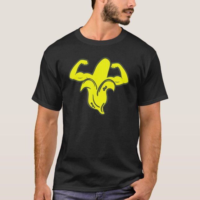Camiseta Poder de Frutas de Plátano Levantamiento de Pesas  (Anverso)
