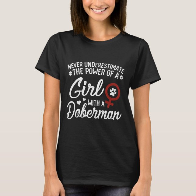 Camiseta Poder Del Chica Con Doberman Para La Madre Perra F (Anverso)