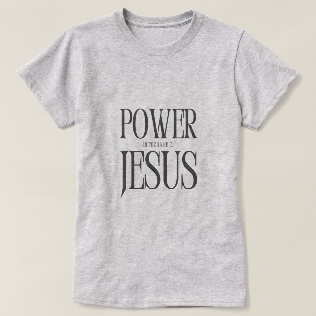 Camiseta Poder del nombre de Jesús (gris) (Diseño del anverso)