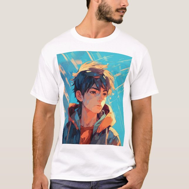 Camiseta Poder Dinámico del Anime: Joven Hombre (Anverso)