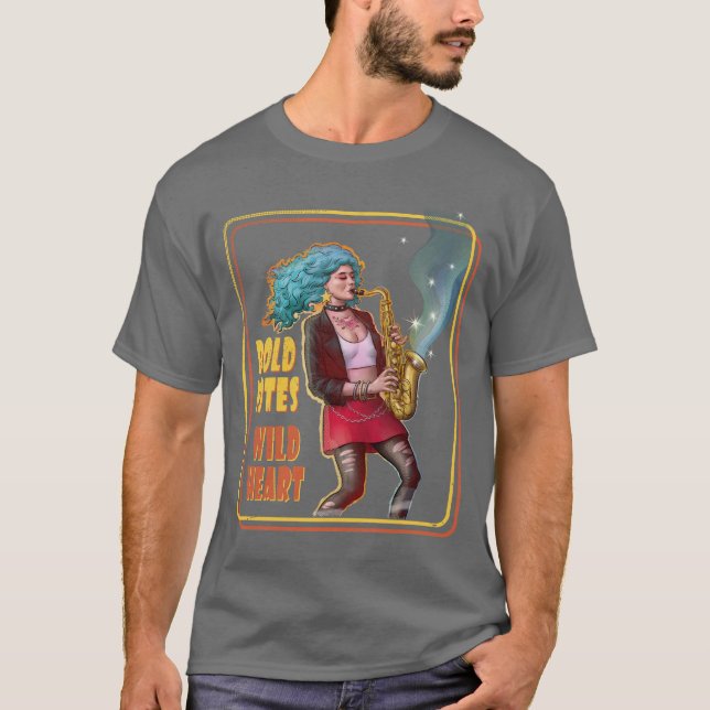 Camiseta Poder femenino de Jazz Rock – Saxofonista (Anverso)