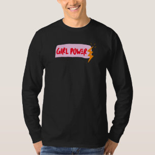 Camiseta Poder Femenino Rosa Y Rojo Relámpago Lindo E Inspi