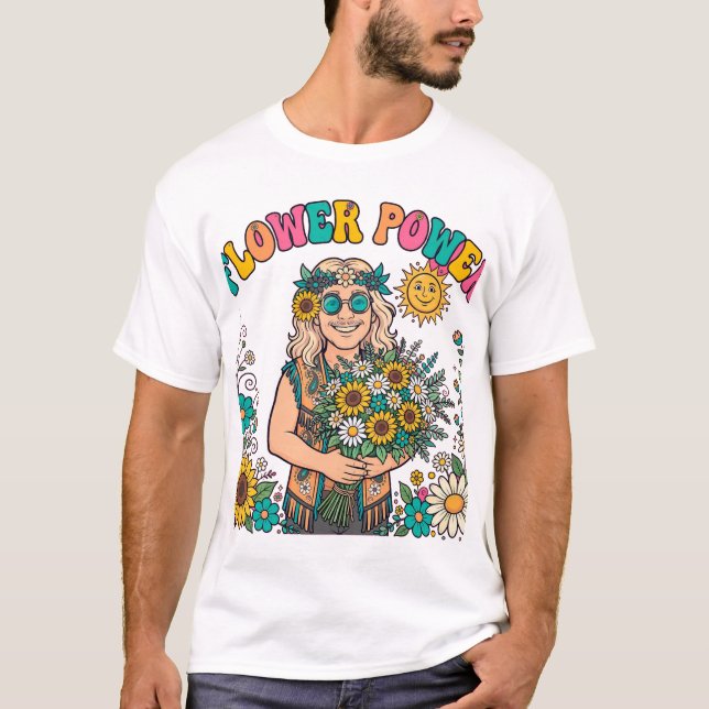 Camiseta Poder Floral Hippie (Anverso)
