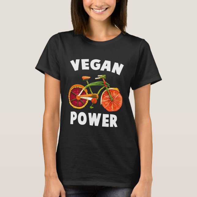 Camiseta Poder Vegano Divertida Bicicleta Vegana Amante de  (Anverso)