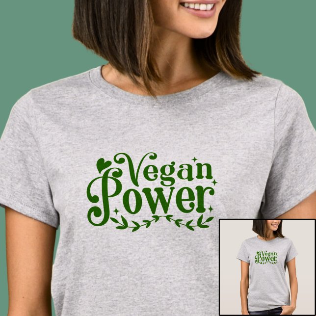 Camiseta Poder vegano - Gris ligero (Subido por el creador)