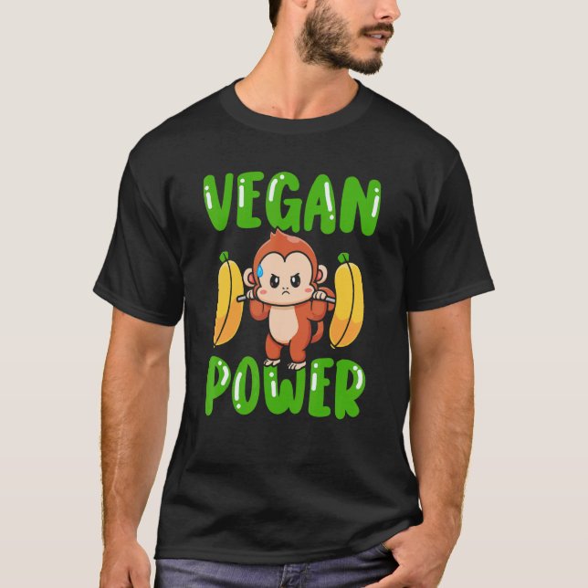 Camiseta Poder Vegano Vegetariano Mono Plátano Levantamient (Anverso)