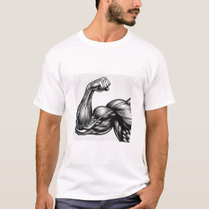 Camiseta Poderosa Anatomía Flexionada de Bíceps Hombres Fis