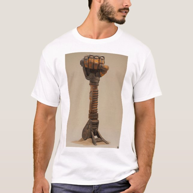 Camiseta Poderosa Chaqueta Fist Jackhammer 3D Render T-Shir (Anverso)
