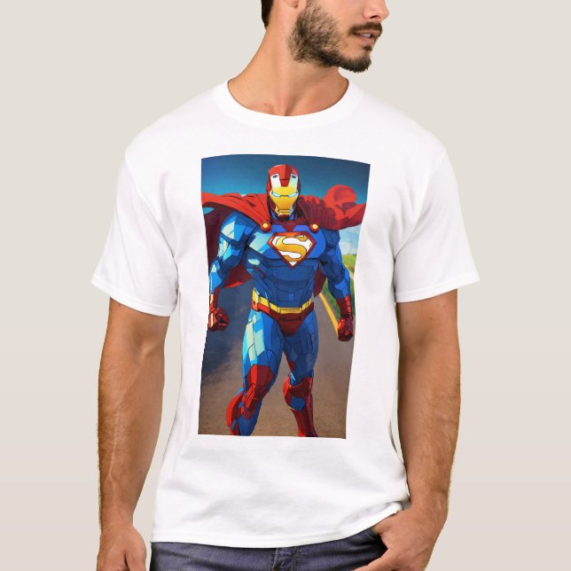 Camiseta Poderosa impresión de arte en pared de superhéroes (Anverso)