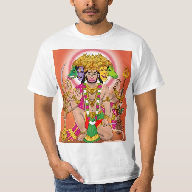 Camiseta Poderosa Panchmukhi Hanuman – Protección  (Anverso)
