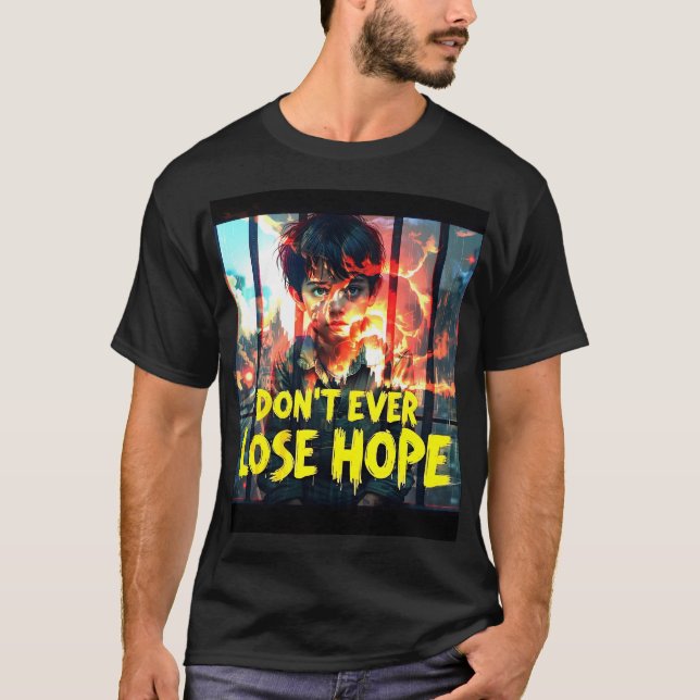Camiseta Poderoso mensaje de esperanza - niño tras las reja (Anverso)